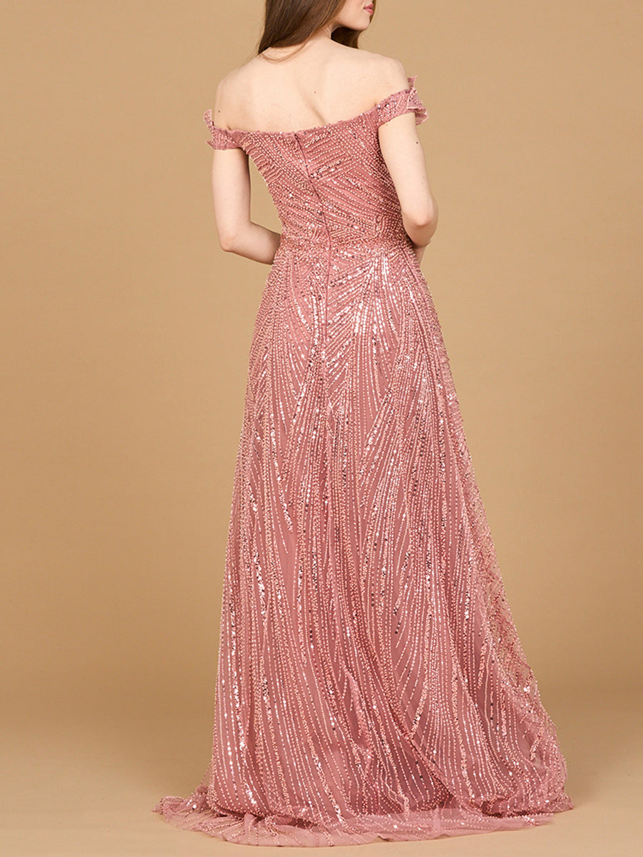 Off Shoulder Beaded Ballgown - Glamourous Grace