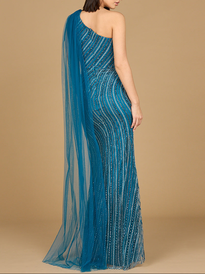 One Shoulder Fitted Gown - Glamourous Grace