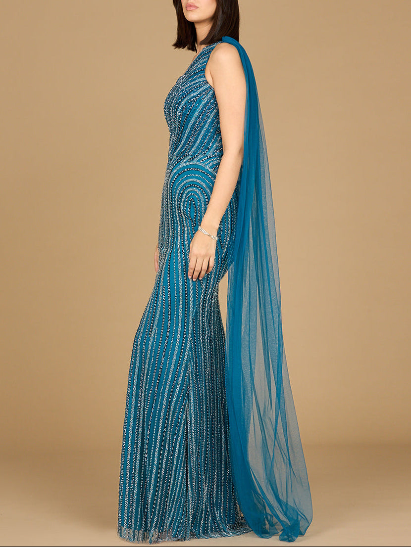 One Shoulder Fitted Gown - Glamourous Grace