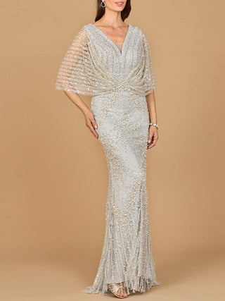 Cape Sleeve Mermaid Gown - Glamourous Grace