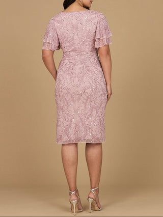 Beaded Midi Dress with Cape Sleeves - Glamourous Grace