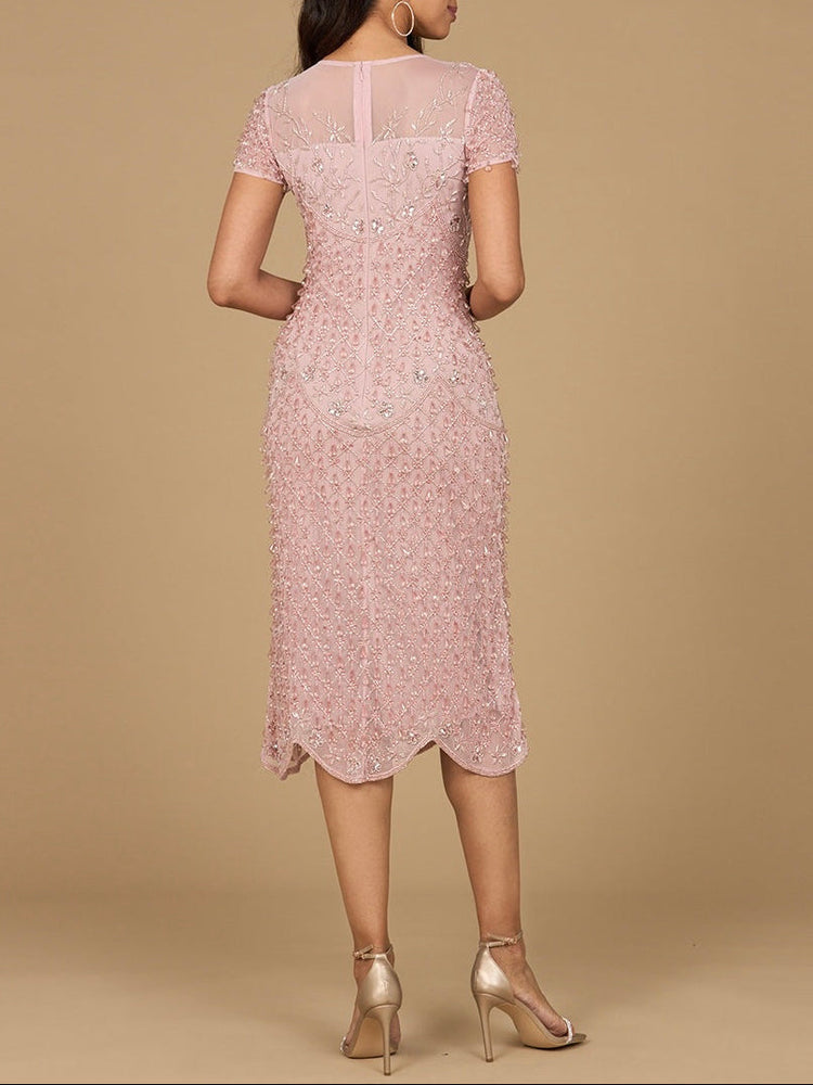 Beaded Midi Dress with Cap Sleeves | 28974 - Glamourous Grace