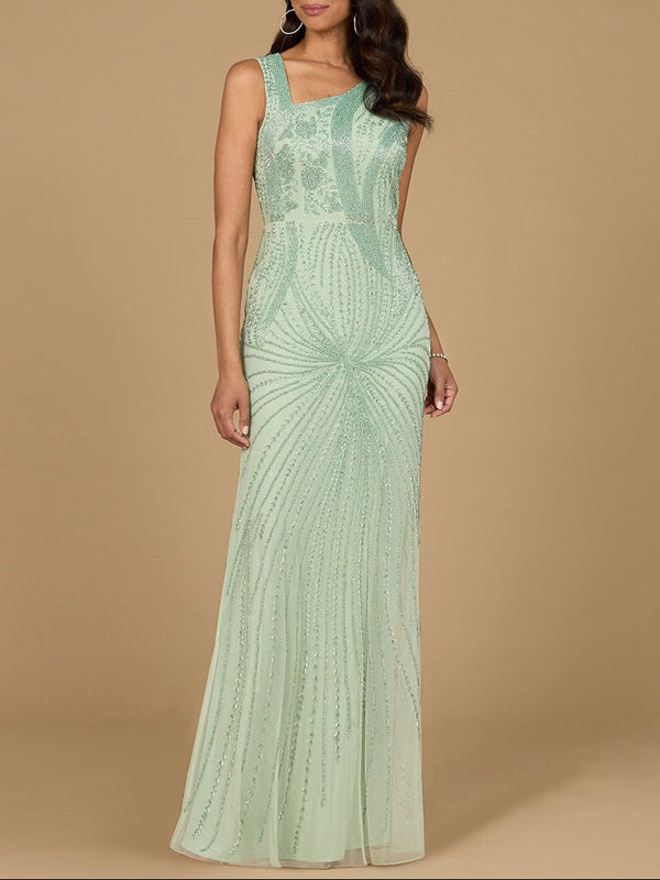 Asymmetrical, Beaded Gown - Glamourous Grace
