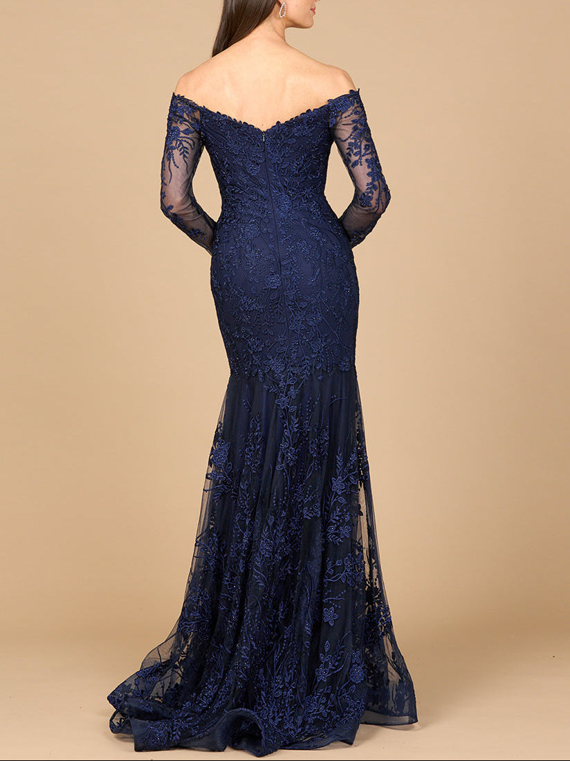Off Shoulder Long Sleeve Mermaid Gown - Glamourous Grace