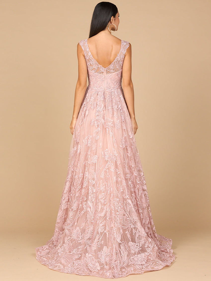 Overskirt Lace Fitted V-Neck Gown - Glamourous Grace