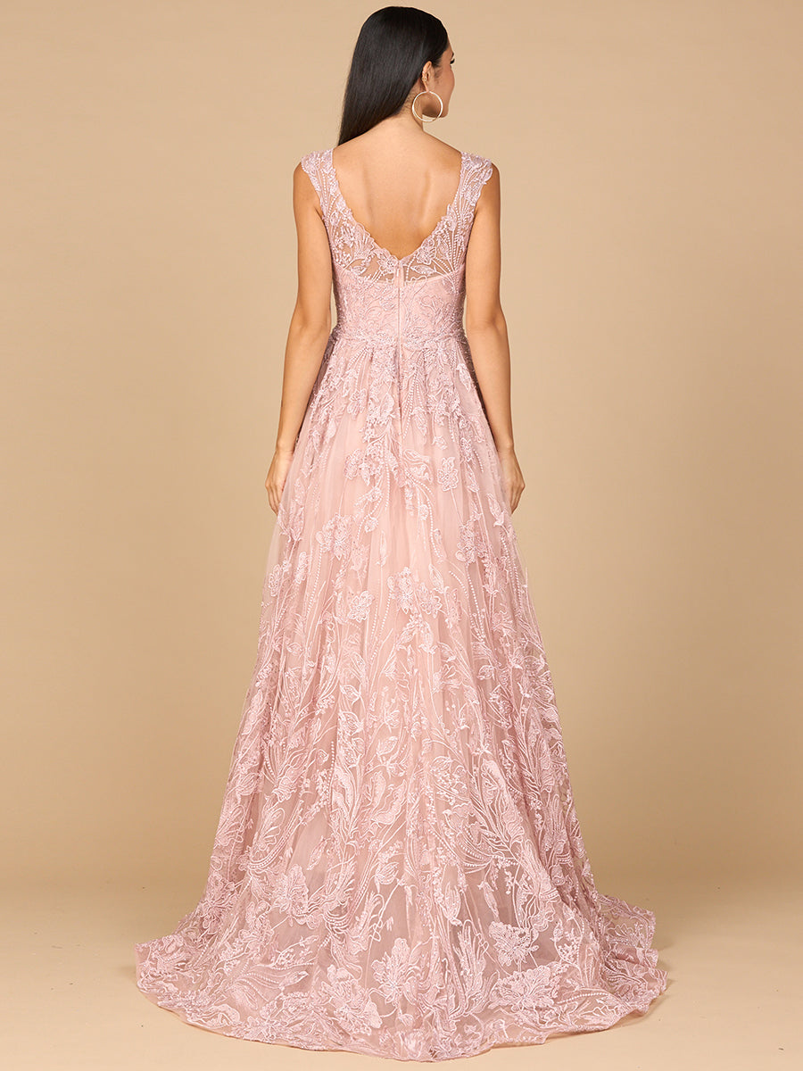 Overskirt Lace Fitted V-Neck Gown - Glamourous Grace