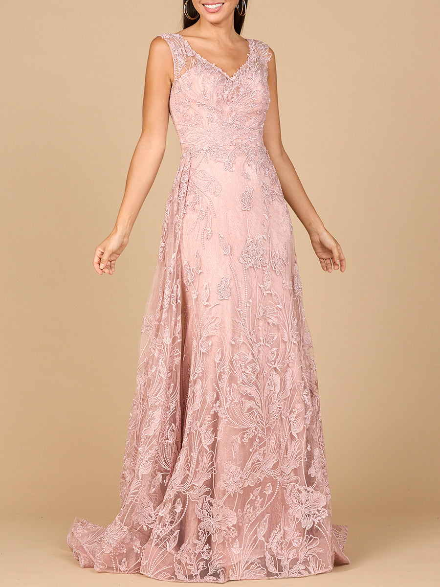 Overskirt Lace Fitted V-Neck Gown - Glamourous Grace