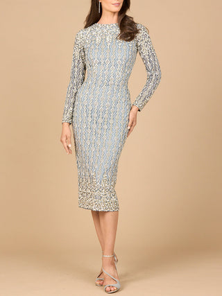 Beaded Midi Dress with Long Sleeves - Glamourous Grace