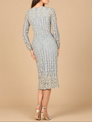 Beaded Midi Dress with Long Sleeves - Glamourous Grace