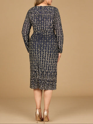 Beaded Midi Dress with Long Sleeves - Glamourous Grace