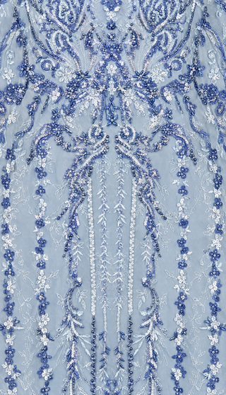 Embroidered, Cape Sleeve A-line Gown - Glamourous Grace