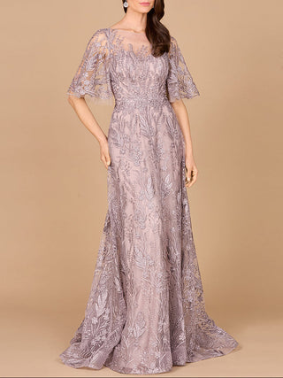 Modest, Cape Sleeve A-line Gown - Glamourous Grace