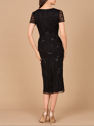 Beaded Midi Dress with Cap Sleeves - Glamourous Grace
