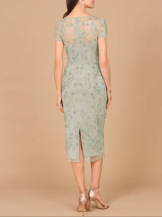 Beaded Midi Dress with Cap Sleeves - Glamourous Grace