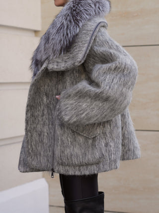 Pre-Order. Ships September 2026. Ares Genuine Fur Trim Down Fill Mohair Parka