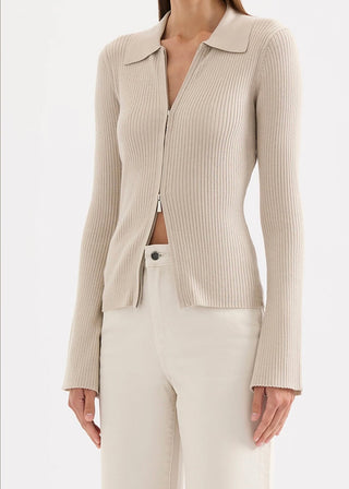 Betina Zip Front Knit Mink