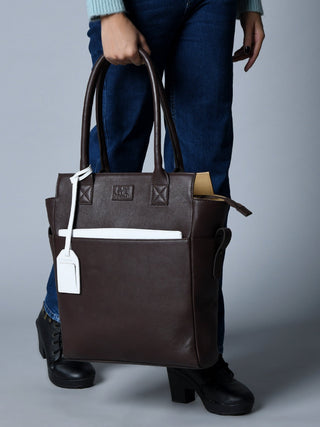 Chestnut Charm Brown Leather Tote - Glamourous Grace