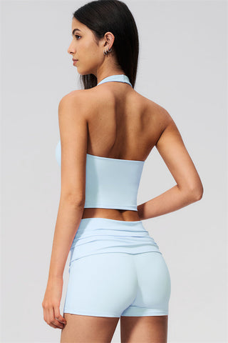 The Twirl Wide Strap Halter Crop Top