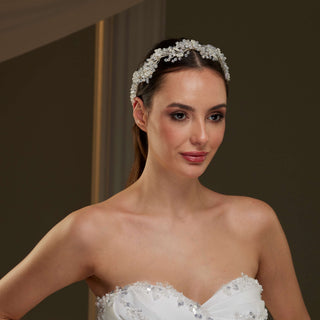 Crystal Beads and Pearl Bridal Hairvine - Glamourous Grace