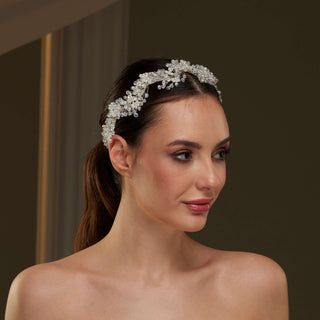 Crystal Beads and Pearl Bridal Hairvine