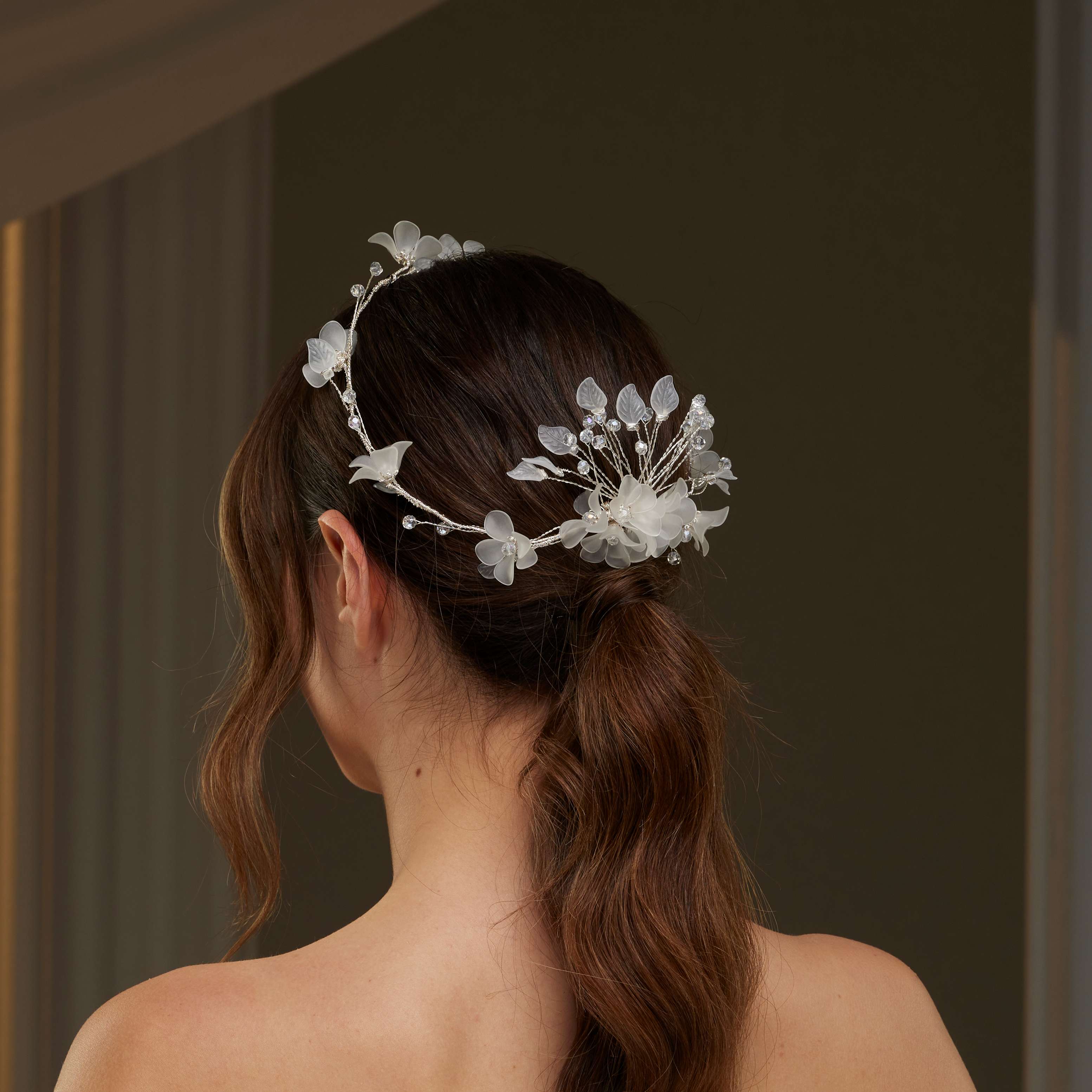 Elegant Crystal Beaded Floral  Hair Comb - Glamourous Grace