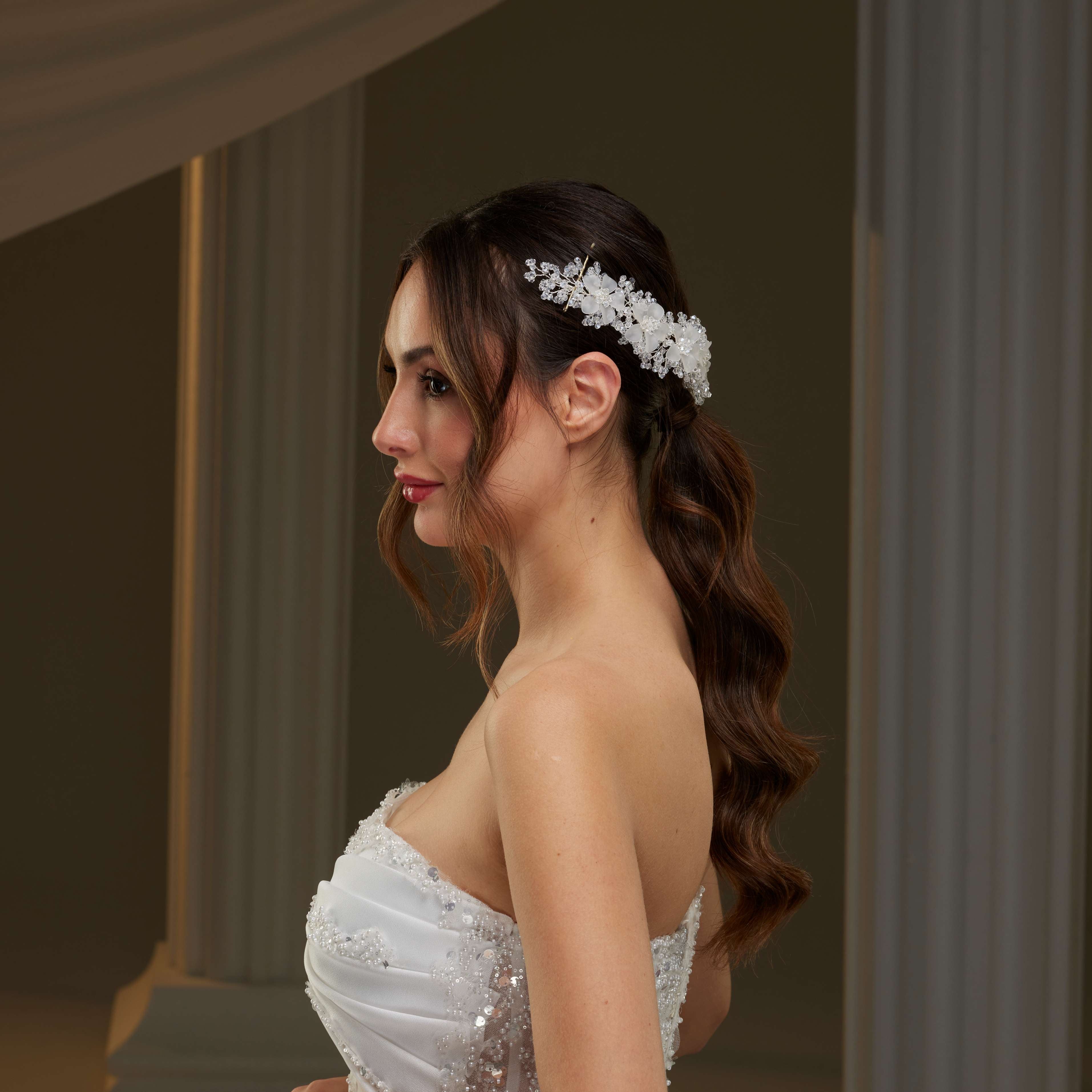 Crystal Beaded Bridal Hair Vine - Glamourous Grace