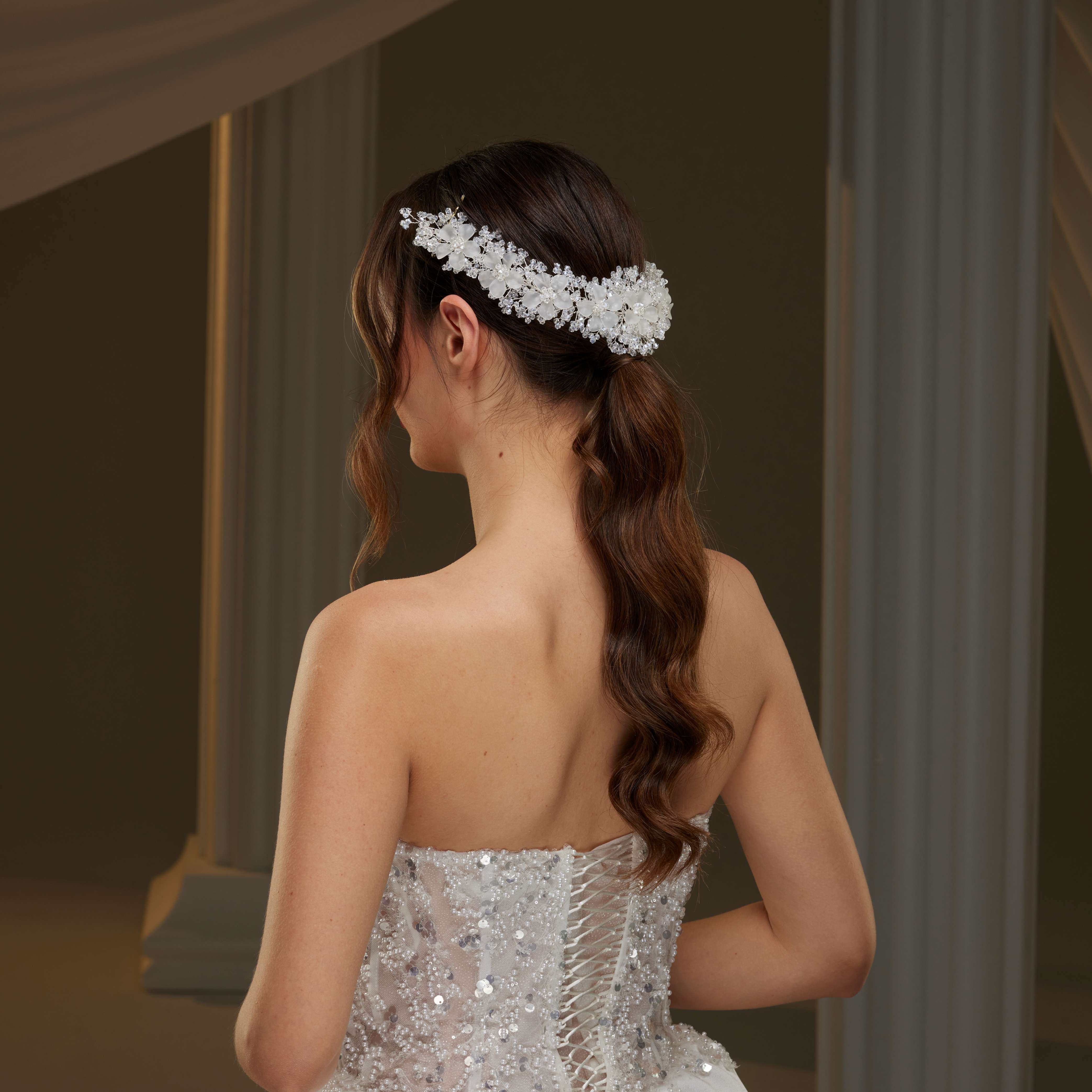 Crystal Beaded Bridal Hair Vine - Glamourous Grace