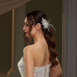 Feathered Two-Piece Hair Vine - Glamourous Grace