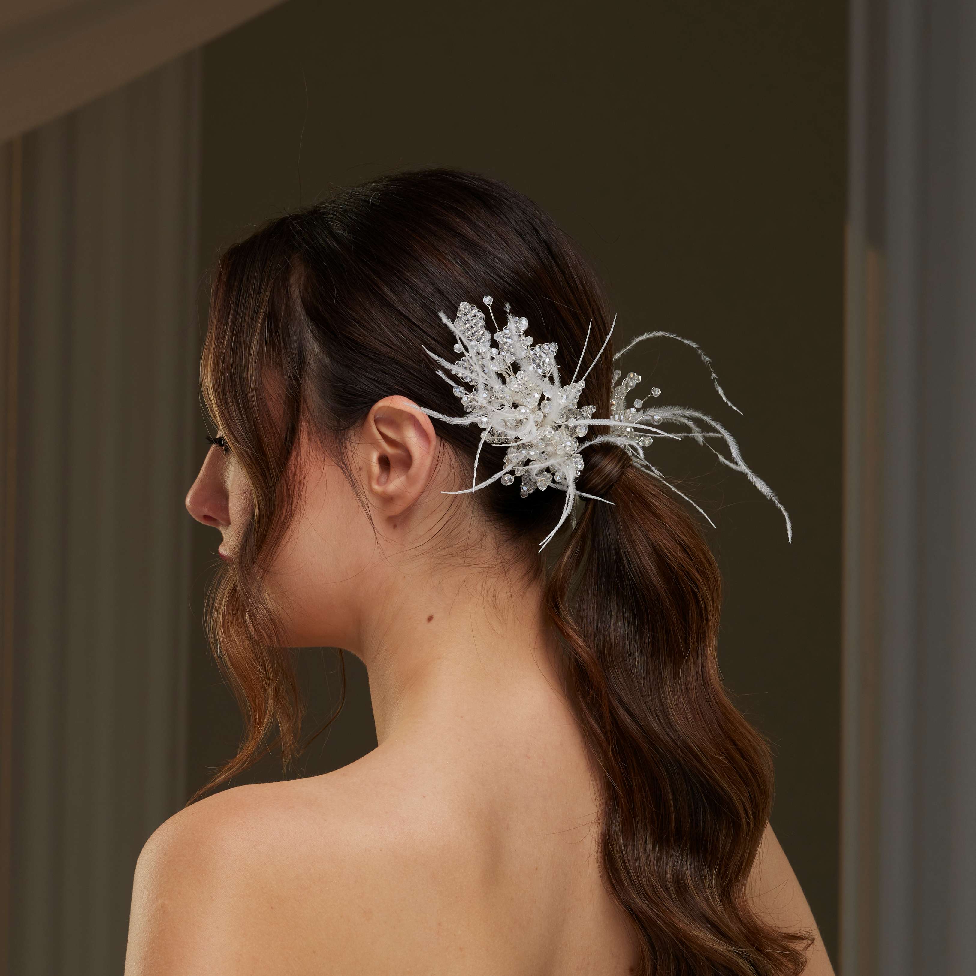 Feathered Two-Piece Hair Vine - Glamourous Grace