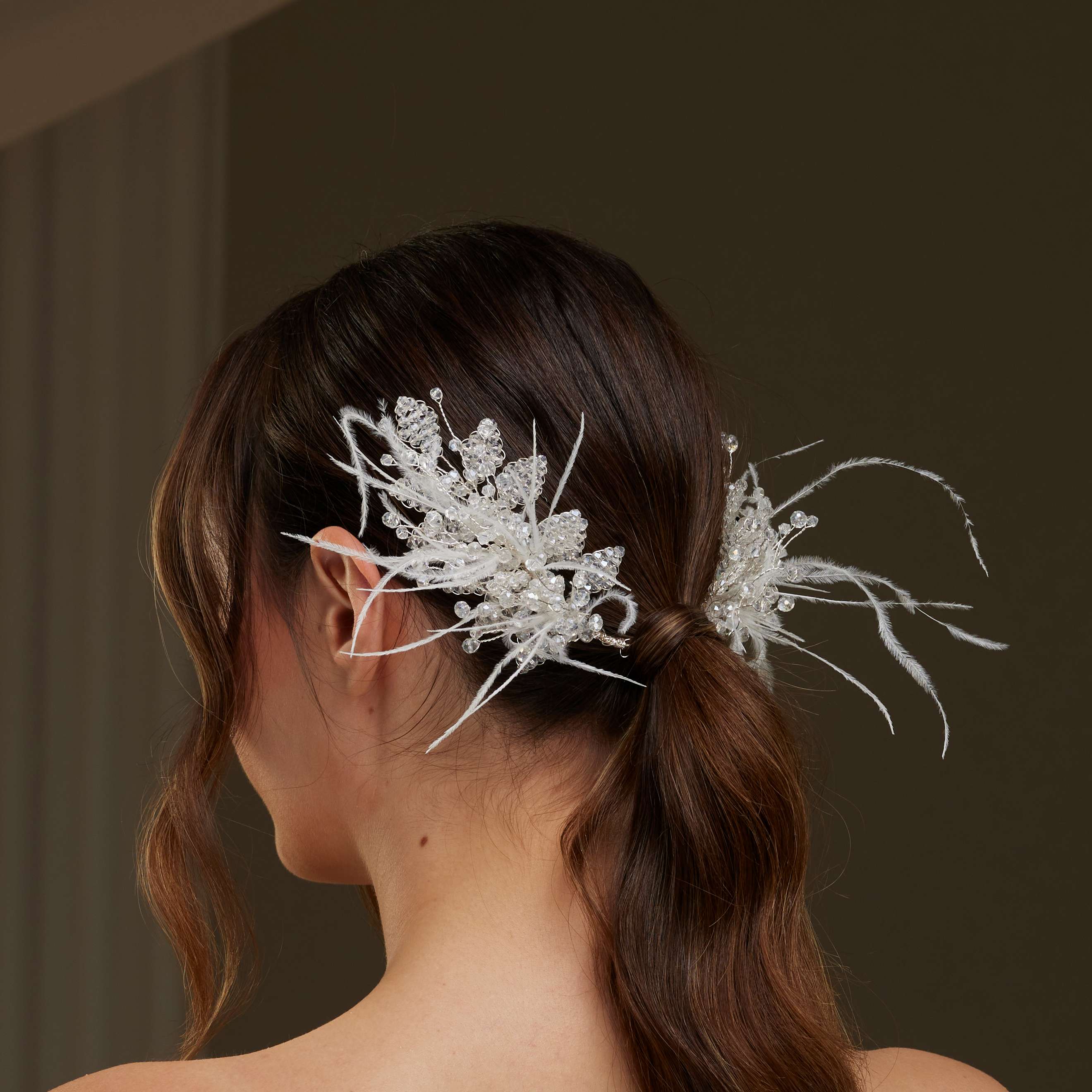 Feathered Two-Piece Hair Vine - Glamourous Grace