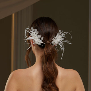 Feathered Two-Piece Hair Vine - Glamourous Grace