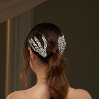 Two-Piece Rhinestone Hair Comb Set - Glamourous Grace