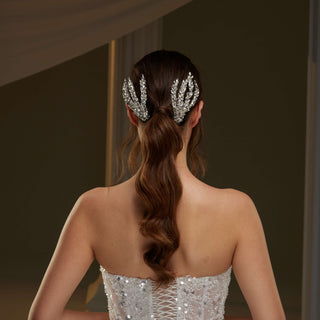 Two-Piece Rhinestone Hair Comb Set - Glamourous Grace