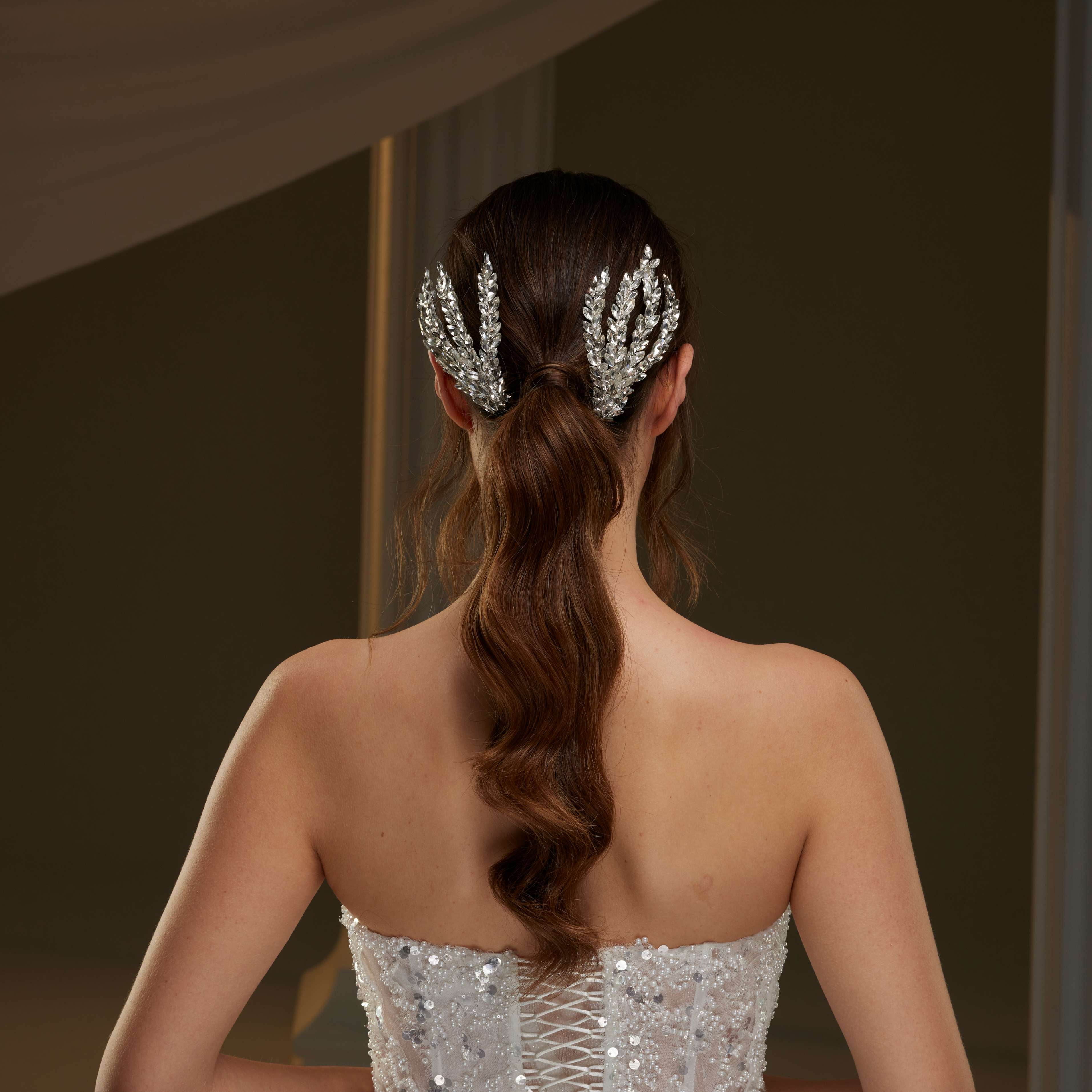 Two-Piece Rhinestone Hair Comb Set - Glamourous Grace