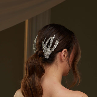 Two-Piece Rhinestone Hair Comb Set - Glamourous Grace