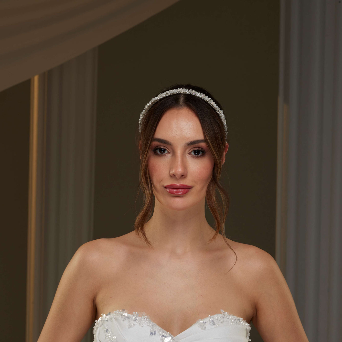 Pearl and  Crystal Halo Band - Glamourous Grace