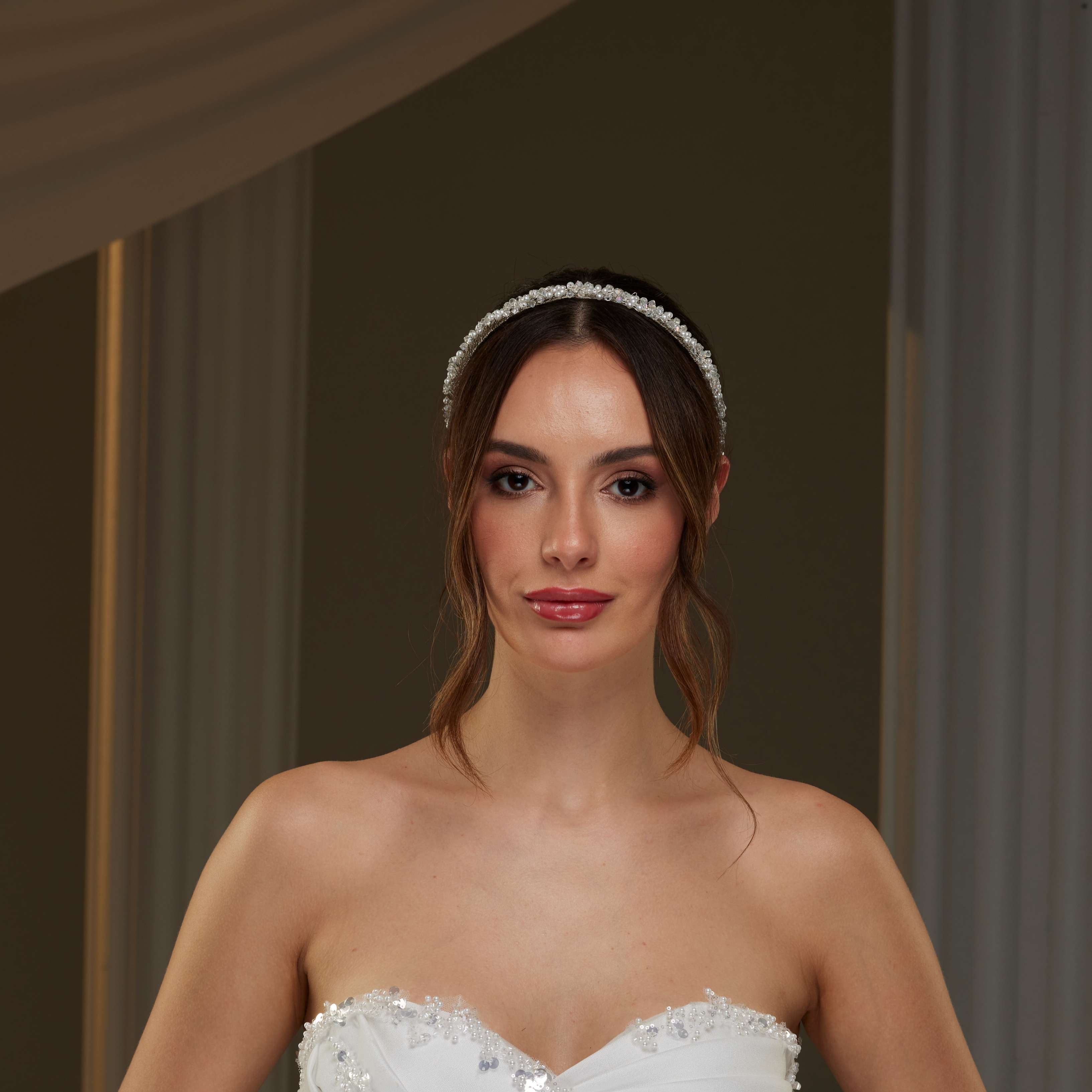 Pearl and  Crystal Halo Band - Glamourous Grace