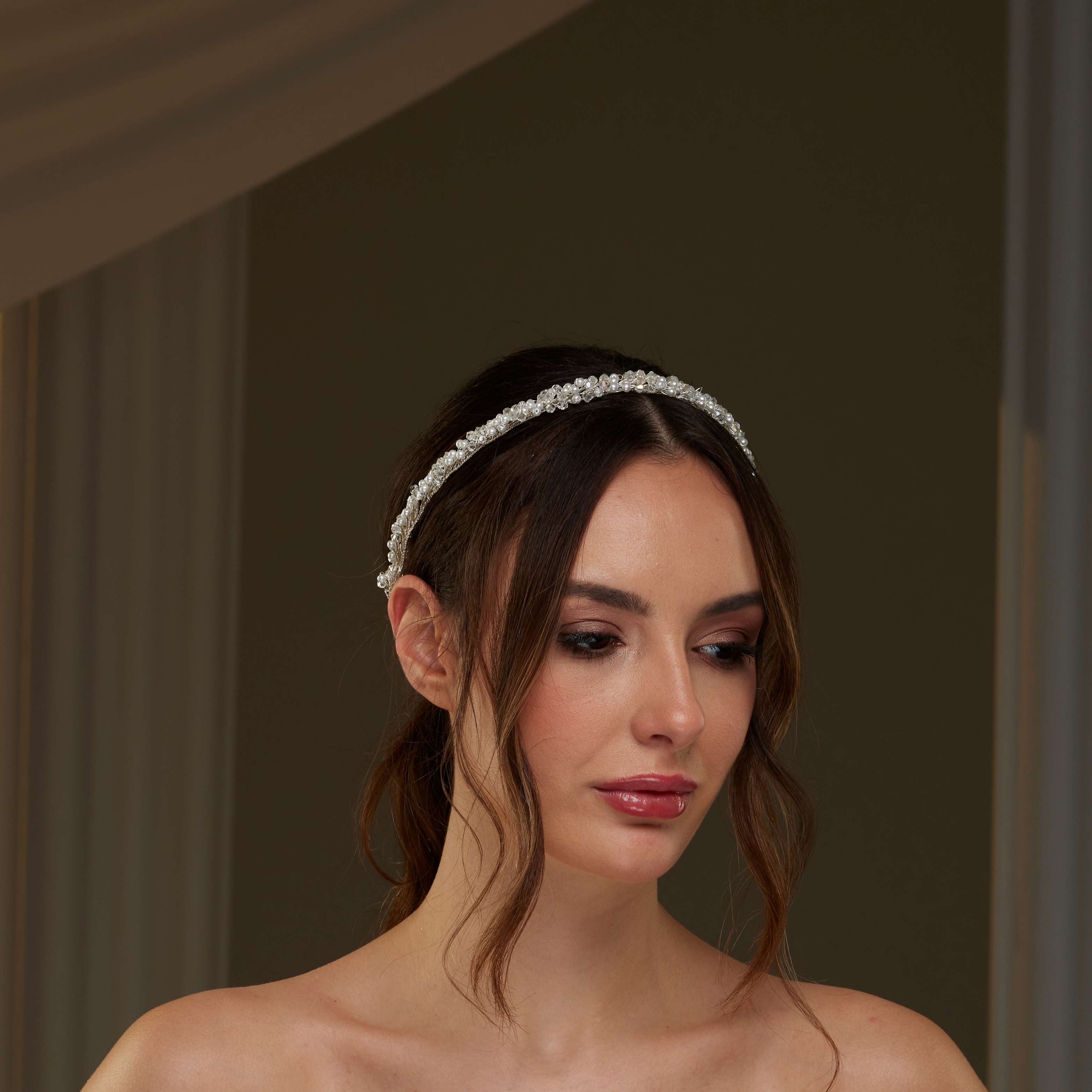 Pearl and  Crystal Halo Band - Glamourous Grace