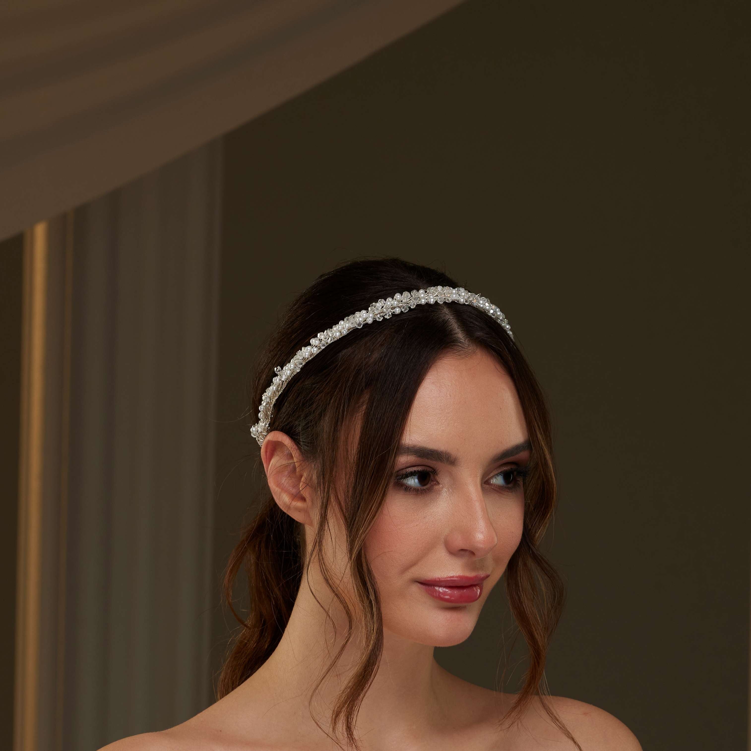 Pearl and  Crystal Halo Band - Glamourous Grace