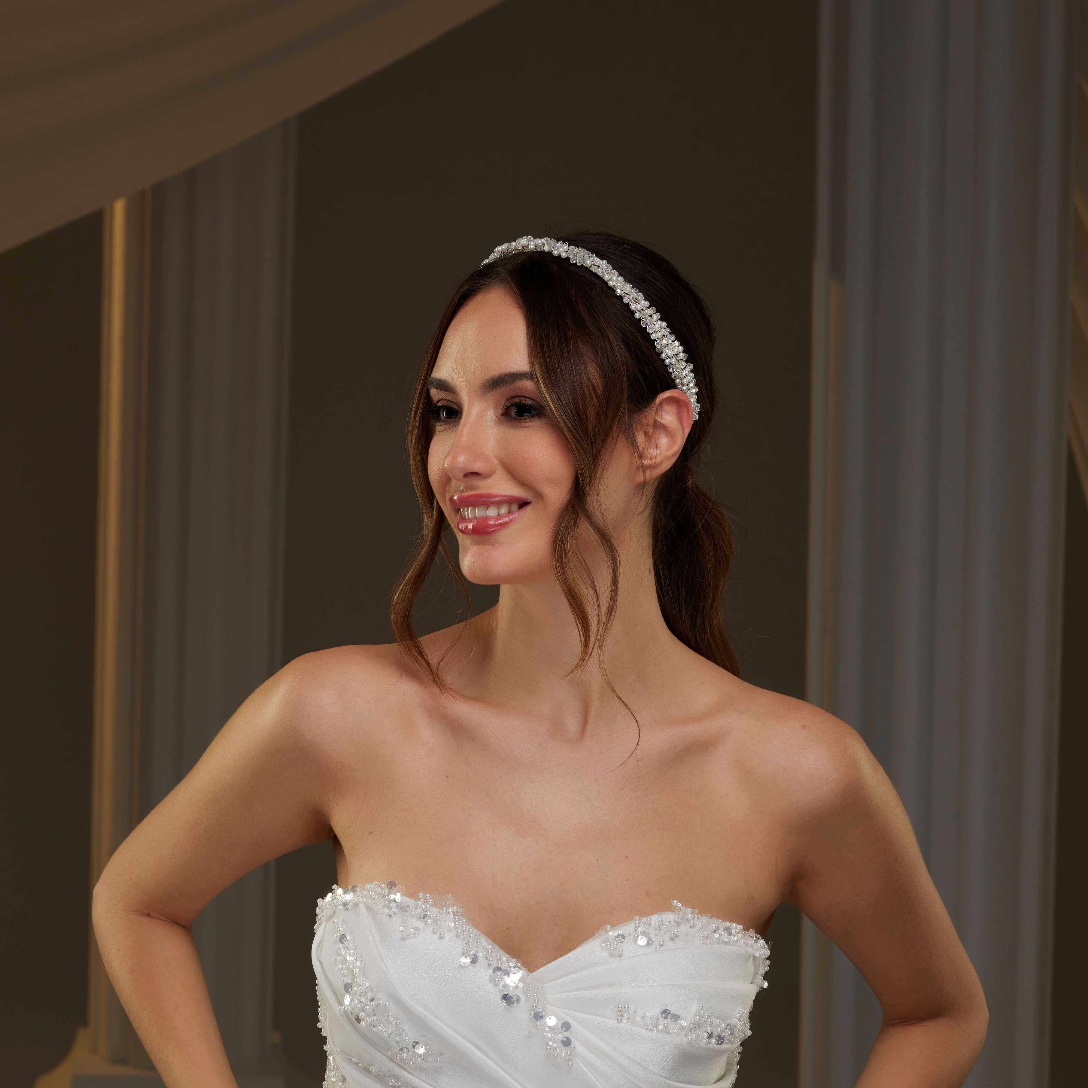 Pearl and  Crystal Halo Band - Glamourous Grace