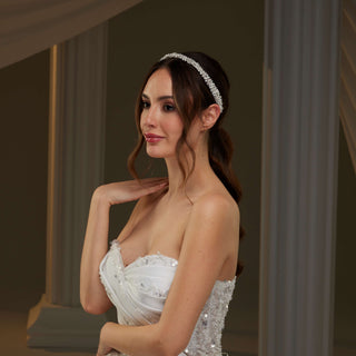 Pearl and  Crystal Halo Band - Glamourous Grace