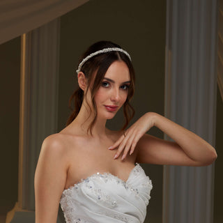 Pearl and  Crystal Halo Band - Glamourous Grace