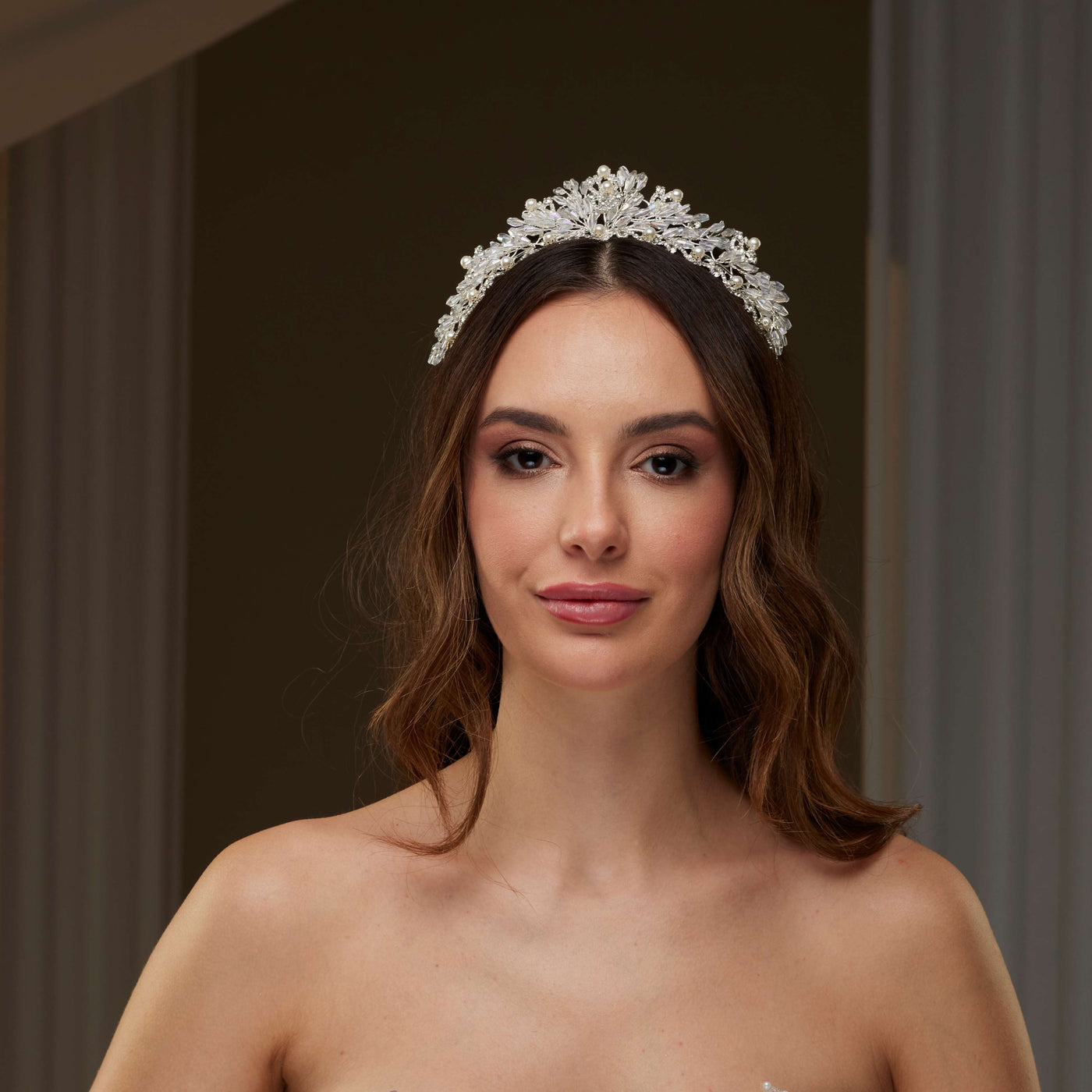 Pearl and Crystal Bridal Tiara - Glamourous Grace