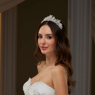 Pearl and Crystal Bridal Tiara - Glamourous Grace