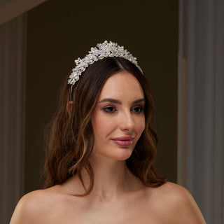 Pearl and Crystal Bridal Tiara - Glamourous Grace