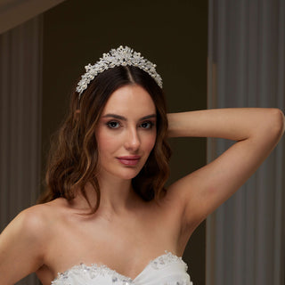 Pearl and Crystal Bridal Tiara - Glamourous Grace