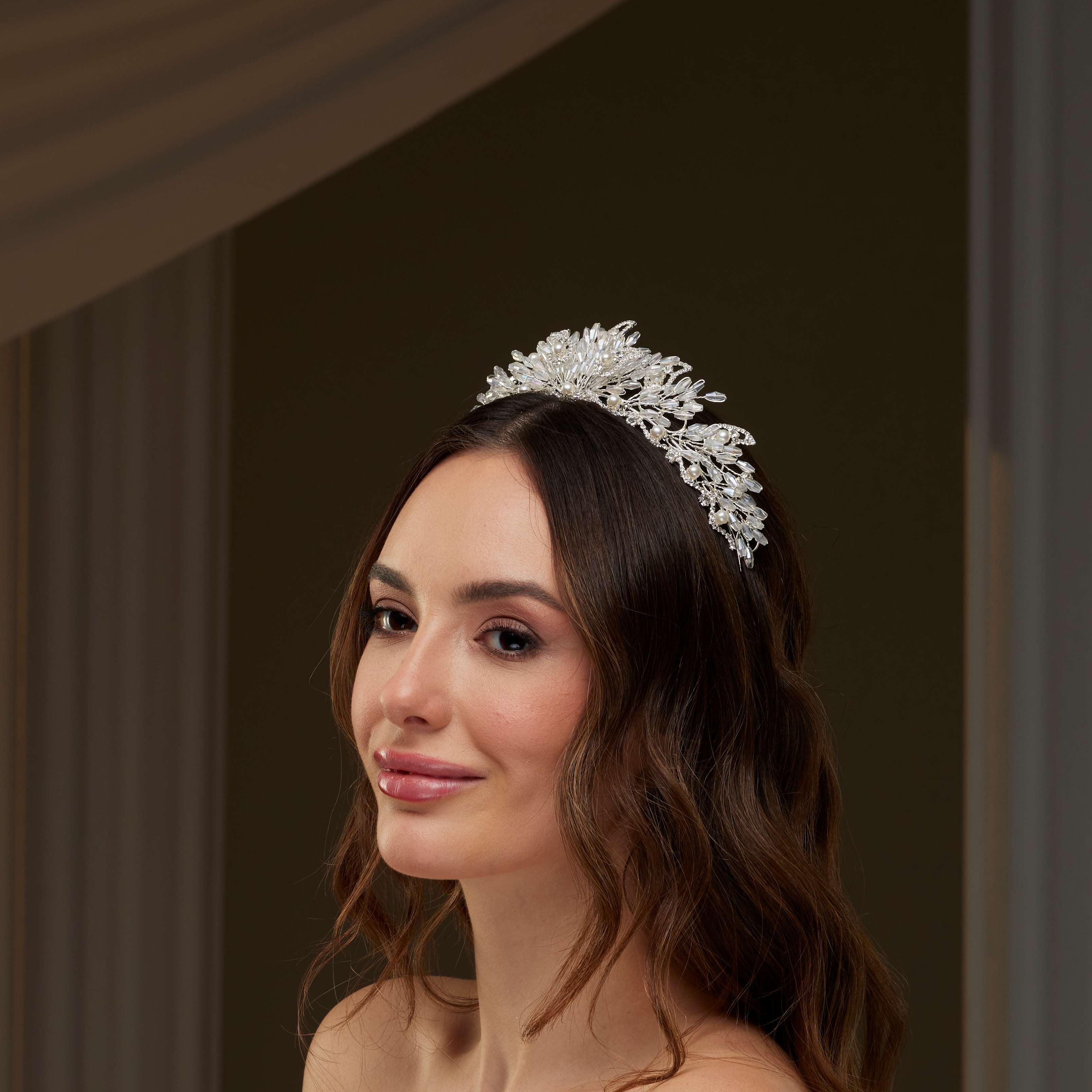 Pearl & Crystal Bridal Tiara - Glamourous Grace