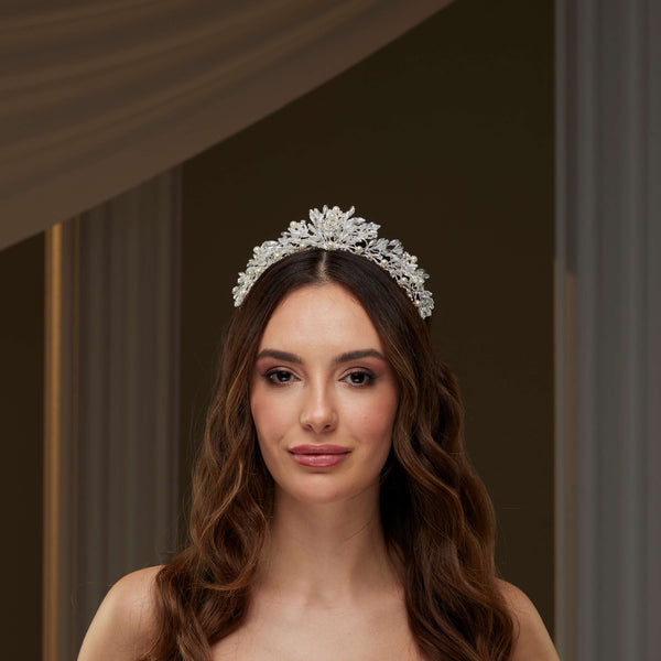 Crystal & Pearl Wedding Tiara - Glamourous Grace