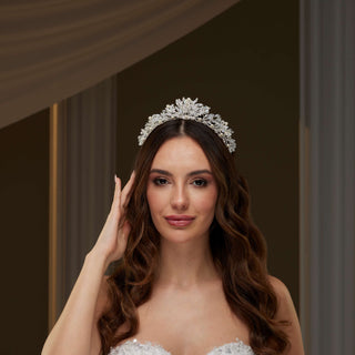 Crystal & Pearl Wedding Tiara - Glamourous Grace