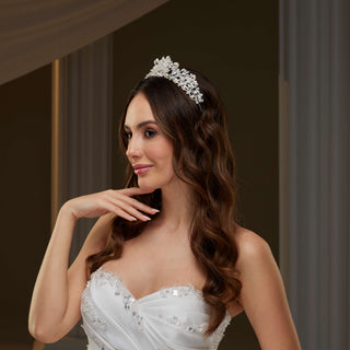 Crystal & Pearl Wedding Tiara - Glamourous Grace